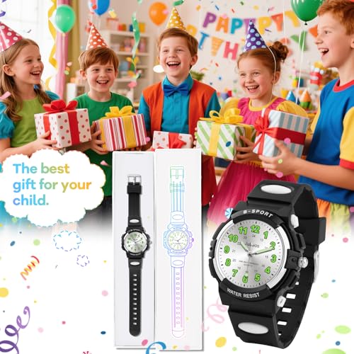 Image of Juboos Kids Watch Analog for Boys Girls, Childrens Waterproof Soft Strap Kids Time Teaching Quartz Wristwatch for Ages 5-15
