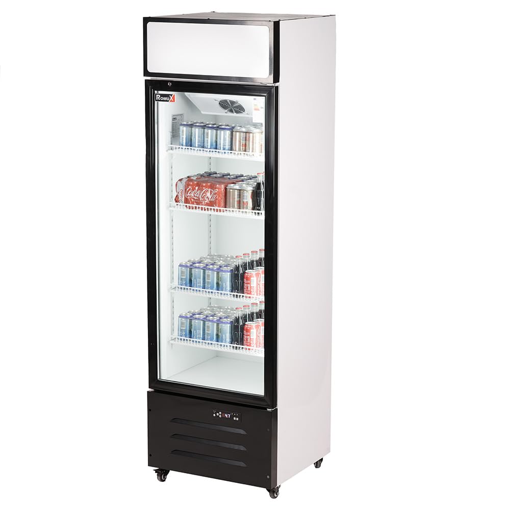 Armario Expositor Refrigerador 1 Puerta de Cristal 300 Litros Doble Cristal Templado Refrigeracion Ventilada Antivaho 600x550x1950 mm | Vitrina Expositora Refrigerada | Nevera Frio Bebidas