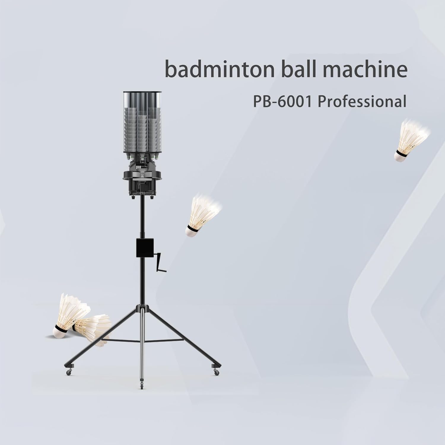 PB-6001 Advanced Badminton Machine: App Controlled, can Hold More Than 180 shuttlecocks, Customizable one-Touch Hitting and Full-Court Random Hitting Modes, for Training