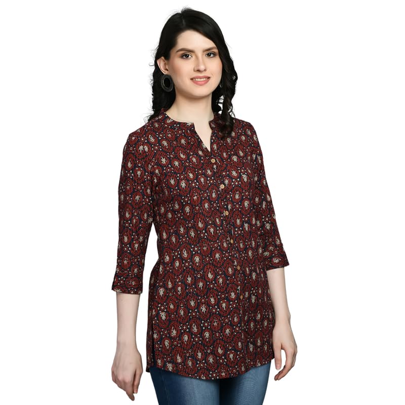 Image of Meesan Women's Casual Ethnic 3 /4 Sleeve Printed Tunic