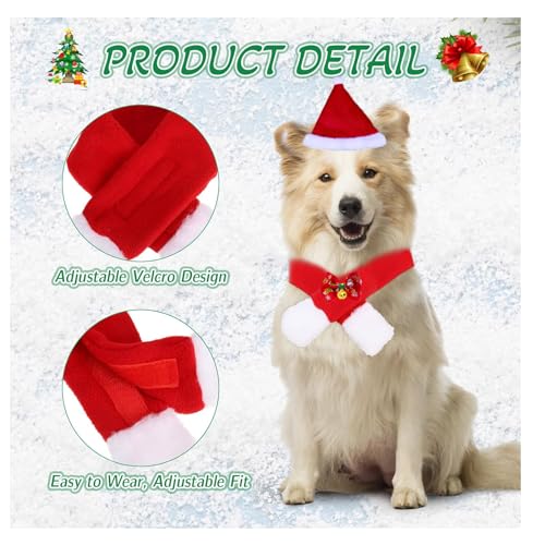 3 Stück Weihnachten Katzenkostüm Hundekostüm, Weihnachten Haustier Kostüm Set,Weihnachtsmütze Fliege Halsband,Schal, Haustier Weihnachtskleidung Hunde Katzen Kostüm Zubehör Set