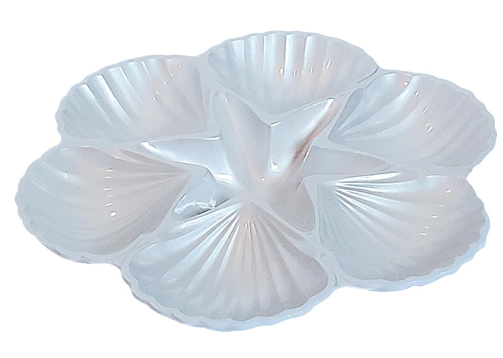 Sigrid Olsen Melamine Pearlized Shell Design Divided Serving Platter, 13" x 13"