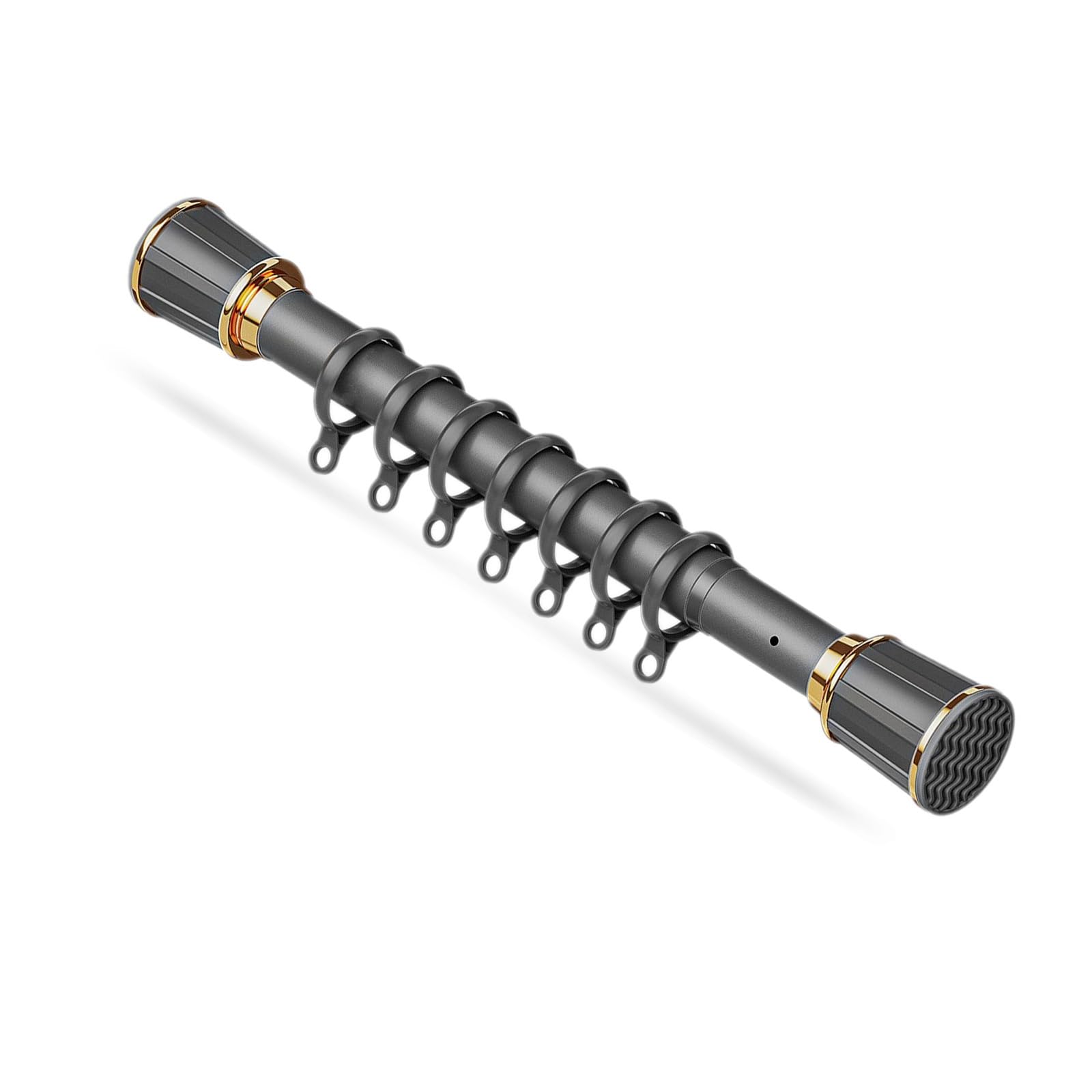 WQPMNYG Adjustable No-Drill Curtain Rod 40-500cm, Gray Expandable Shower Rod for RV, Balcony & Camping - Set with 30 Curtain Rings, Ideal Home Decor Solution