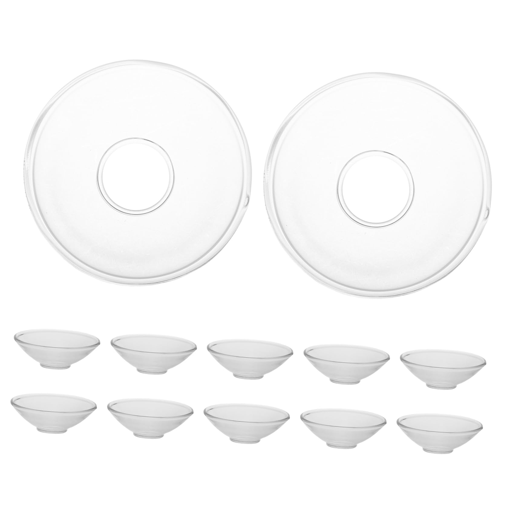 HEALLILY Protège-Gouttes de Cire en Verre Transparent Protection Anti-Gouttes Maison Restaurant 12pcs Porte-Bougies Cannelé Solide pour Bougies