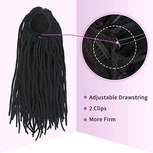 Hanne Dreadlock Ponytail Extensions For Black Women Drawstring Ponytail Faux Locs Extension Ponytail Hairpieces With Combs Clip In Pony Tail Extensions Hair Extensions (14 Inch) #TOP2