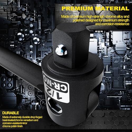 Image of 1 /2 inch Drive 25-Inch Breaker Bar, Heavy Duty Extension Breaker Bar with 250 Swivel Head, CR-MO Steel, Defeats Rusted and Frozen Fasteners