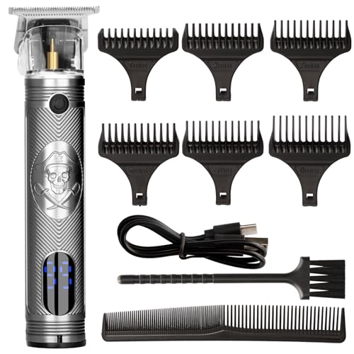 MEGZI Professional Hair Trimmer for Men,Beard Trimmer for Men Rechargeable,Zero gapped Cordless Razor Shavers T Liners for Beard Trimmer Men Clippers (Beard Silver)
