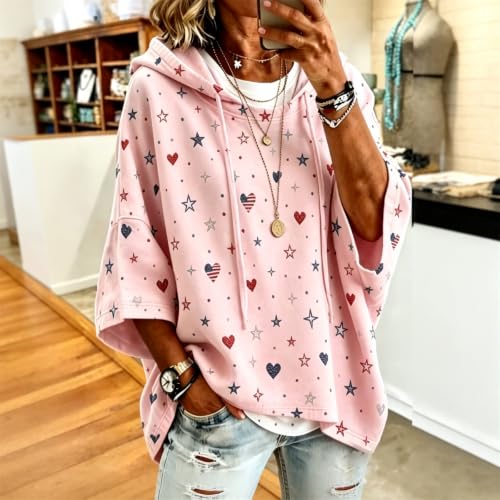 Womens Oversized Sweatshirt Short Sleeve Loose Batwing Sleeve Cozy Pullover - image 3