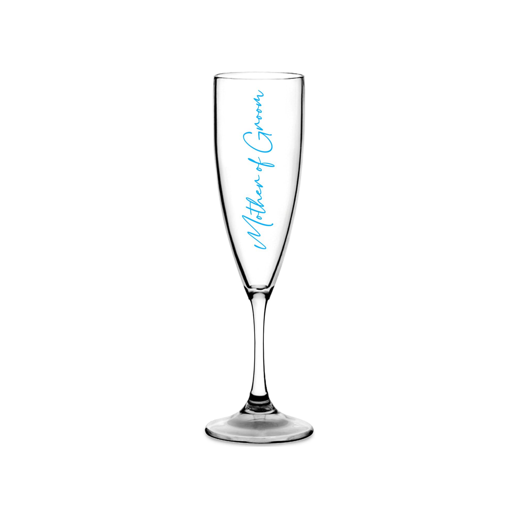Print Maniacs Champagne Premium Clear Flute Glass Bride Groom Mr Mrs Wedding Maid Honour Wine Cocktail Prosecco Celebrations Gift (Baby Blue, Mother of Groom)