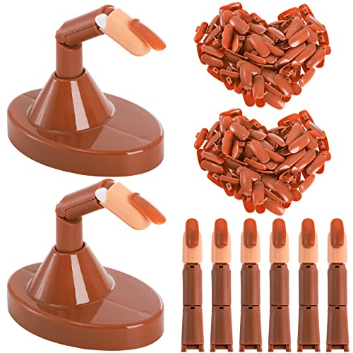 Hedume Set Of 208 Nail Practice Fingers, Acrylic Flexible Moveable Nail Practice Finger, 6 Adjustable Fake Fingers, 2 Finger Base, 200Pcs Nail Tips For Hand Nail Art Training, Nails Art Diy Tool #TOP22