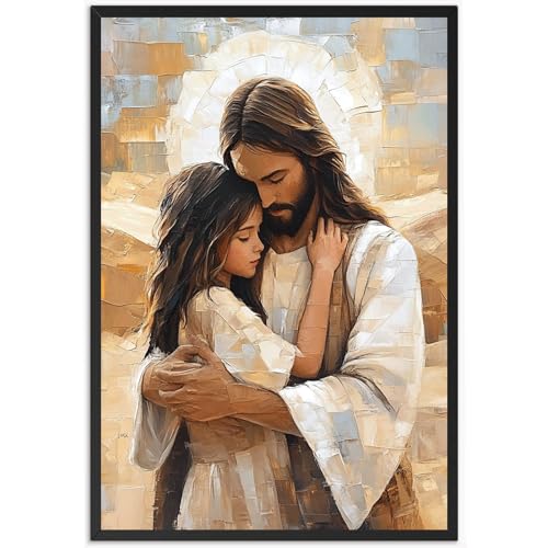 Jesus Canvas Wall Art Embracing Woman Pictures Prayer Posters Christian