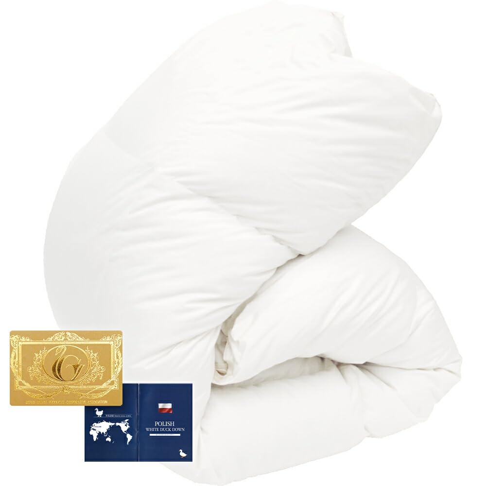 羽毛布団 シングル ポーランド産ホワイトダック93%　日本製　ロイヤルゴールド Amazon｜羽毛布団 シングル 冬 日本製 増量1.2kg ロイヤルゴールド