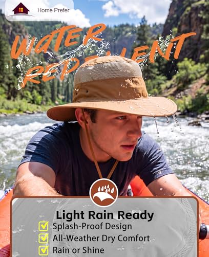 Image of Home Prefer UPF 50+ Men's Sun Hat Wide Brim Bucket Hat UV Protection Hat for Mens Womens Beach Safari Gardening Golf Fishing