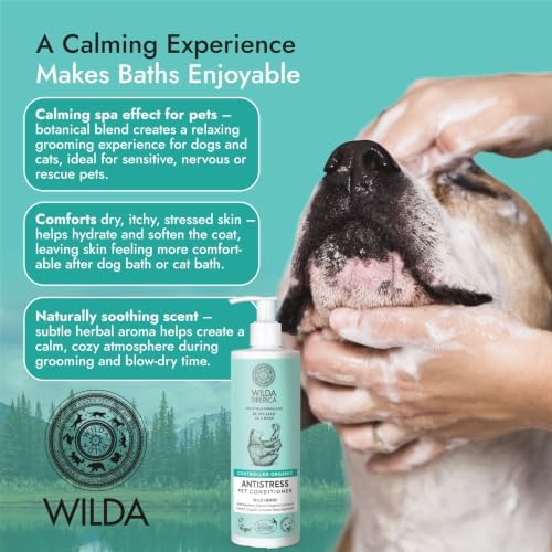 Wilda Siberica Controlled Organic Detangling Pet Shampoo & Conditioner Set for Dogs & Cats, Wild Amur Velvet Extract, Ginseng & Rhodiola Rosea Hydrolate, Vegan, Soft Manageable Coat (Pack of 2) - 4