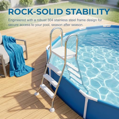 Escalera para piscina sobre tierra 4 peldaños acero inox miniatura 6
