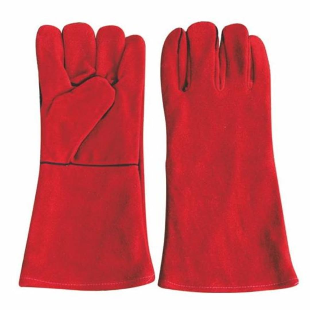 WISHPOOL Welding Gloves Heat & Fire Resistant Leather Cut Proof High Temperature Hot Metal Thermal Work Safety Protective Heavy Duty Safety Leather Hand Gloves (PACK OF 2 PAIR, Red) (B0D4J2HGT9) Amazon Price History, Amazon Price Tracker