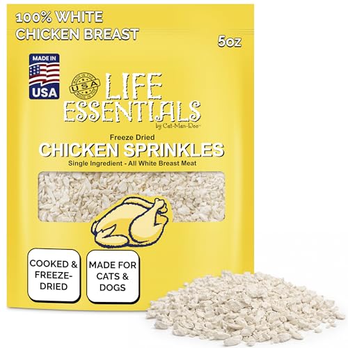 Life Essentials by Cat-Man-Doo | Chicken Sprinkles - 5oz. Bag | Freeze Dried Chicken Cat & Dog Treats | Healthy Single Ingredient Training Treats High Protein