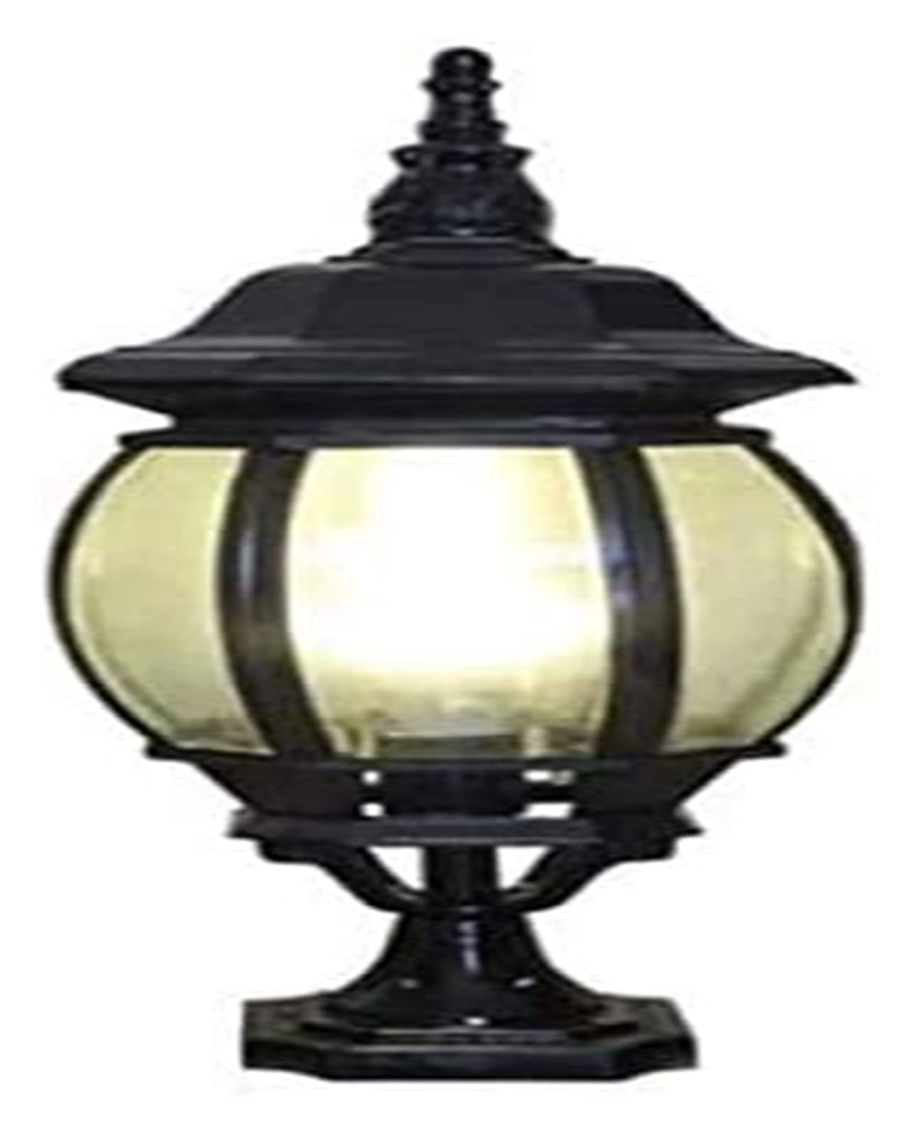 Lampada da cortile Lampada da palo nera Lampada da colonna classica, impermeabile IP54 Lanterna da esterno a colonna Palo in alluminio pressofuso antiruggine = Lampada da giardino Paesaggio Street