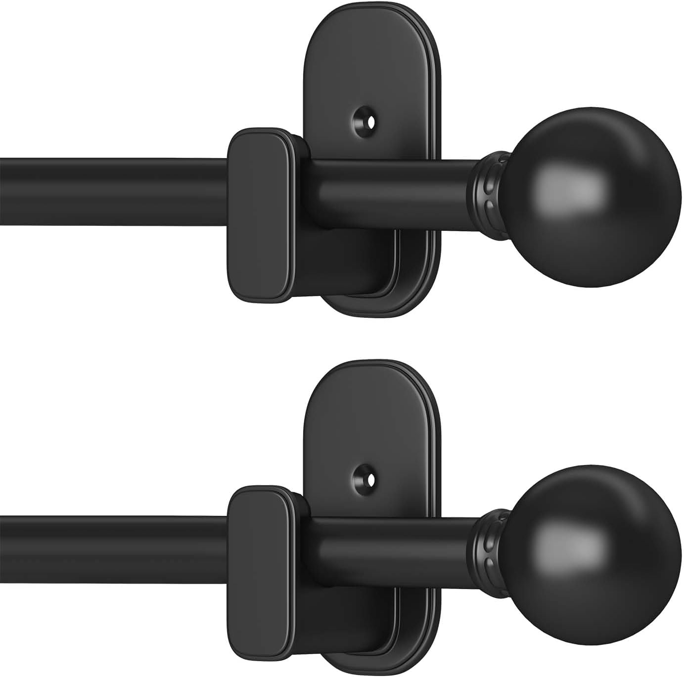 Curtain Rods No Drilling for Windows 2 Pack:No Drill Small Black Curtain Rod with Adhesive Brackets for Bedroom,5/8" Apartment Renter Friendly Adjustable Drapery Rods 36-88" Easy Install