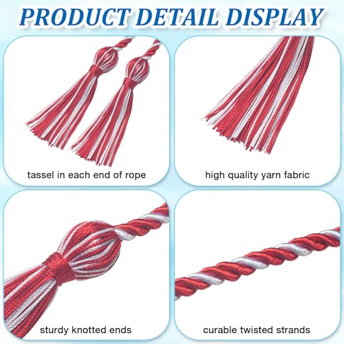 Image of ONUPGO Red White Graduation Cord, Graduation Honor Cords Rayon Braided Tassel Cord for 2026, 68 inch Polyester Yarn Long Robe Honor Rope for Graduation Students, Bachelor Gown