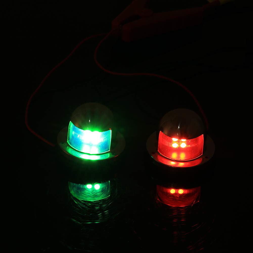 Akozon Navigationsleuchte Edelstahl 12 V LED Marine Boot Yacht Red Green Bow Navigation Light