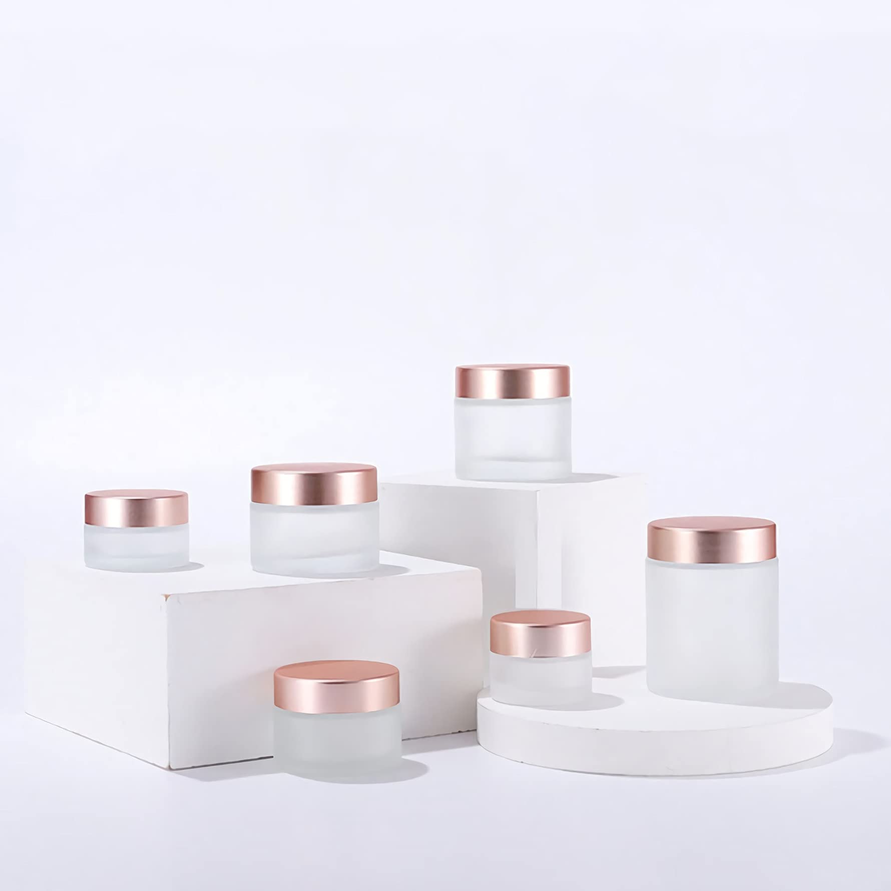 12 Pieza 100 ml Frasco De Crema Facial con Tapas de Rosa Botella de Loción, Rellenables Tarro Cosmetica Vidrio Esmerilado, para Salve Crema,Facial Crema,Aromaterapia DIY.