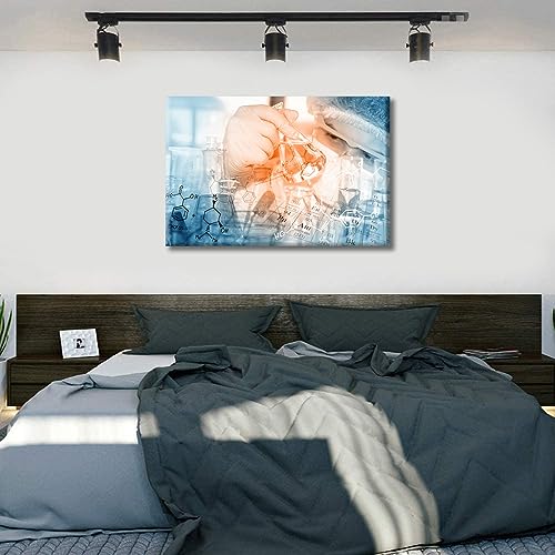 Image of 1 Panels Researchers do Chemical Experiments Wall Art Chemical Equations and Periodic Table Posters & Prints Living Room Pictures Wall Decor Stretched and Framed Ready to Hang (24 inch Wx36 H)