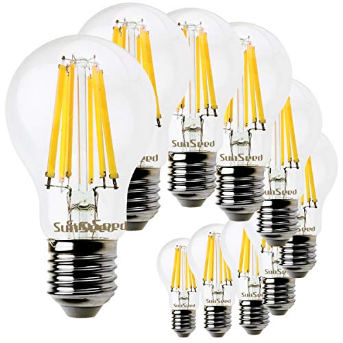 SUNSEED 10 X E27 10W (Equivalent to 83W) Sapphire Filament LED GLS Light Bulb A60 Neutral White 4000K, Pack of 10 - Neutral White 4000k