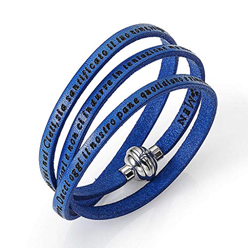 Holyart Amen Armband in blauw leer Onze Vader ITA