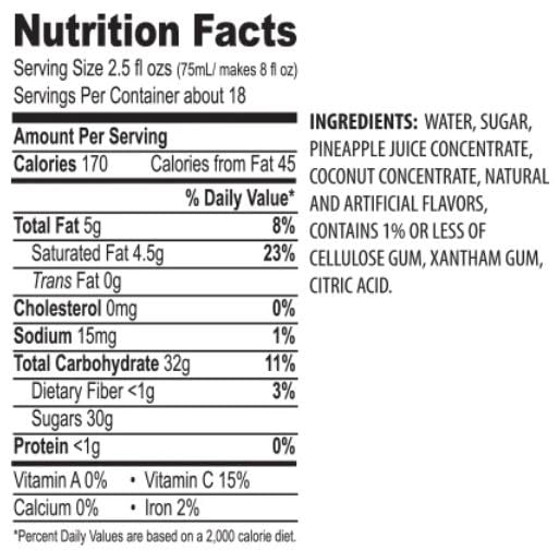 Maui Piña Colada Premium Fruit Smoothie & Beverage Mix, 46 fl oz (Pack of 6)