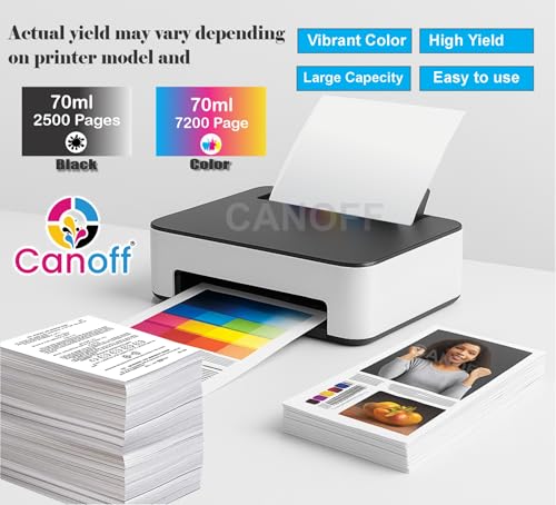 Image of CANOFF Premium 057 Refill Ink Bottle - High Page Yield, Quick Dry, Dye-Based Printer Ink for Vibrant Printing, Compatible with Epson L8050, L18050 Ink Tank Printer - (057 Black 2pc.)