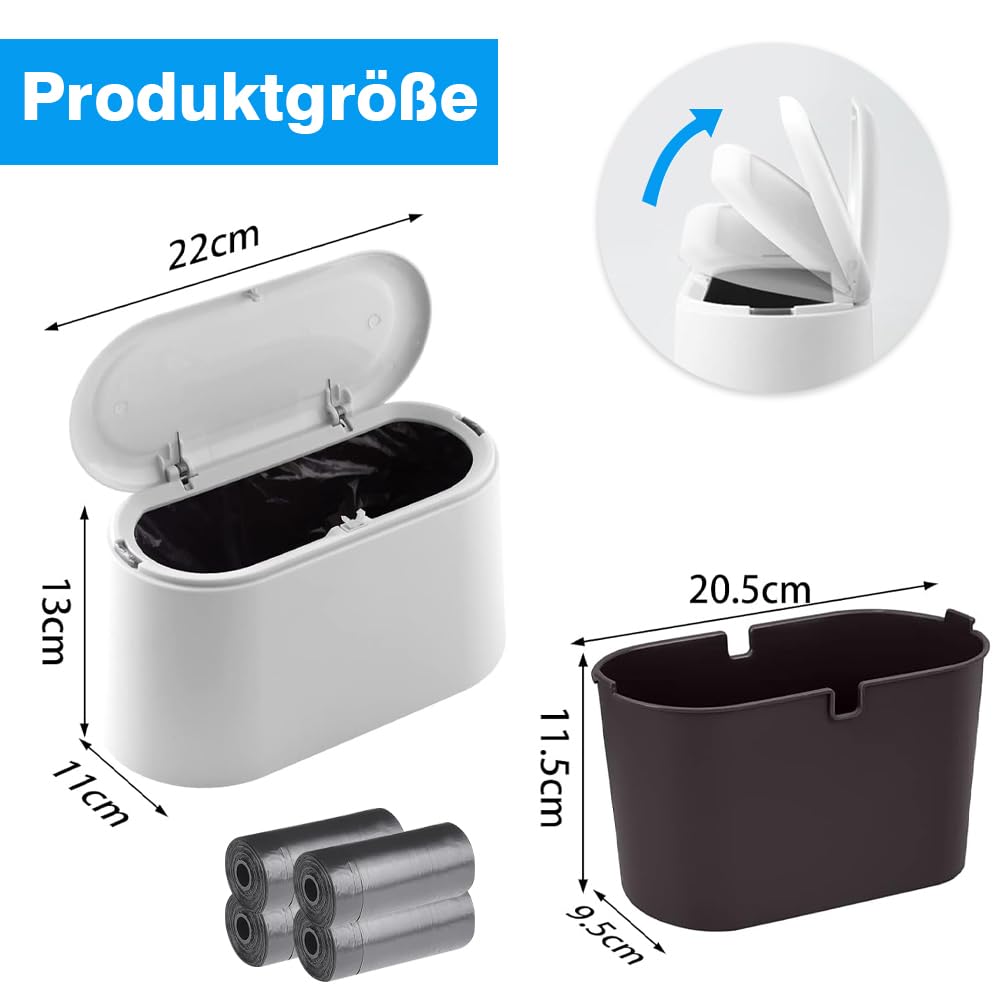 Desk Bins Trash Can With Lid, Mini Portable Table Waste Bins Small Bins Desktop Dustbin