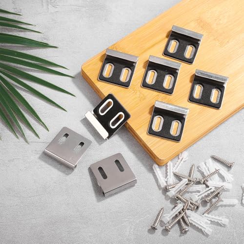 Image of 8pcs Frameless Mirror Holder, Heavy Duty Mirror Hangers Clips Metal Mirror Holder Kit Metal Mirror Brackets with Screws Rubber Pads for Wall Mounting Frameless Mirror(Double Hole Silver)