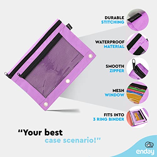 Image of Enday Purple Pencil Pouch For 3 Ring Binder, Zippered Binder Pencil Pouches, 3 Ring Pencil Pouch for Binder, Pencil Case for Binder, Large Pencil Bags for School, Home, and Office