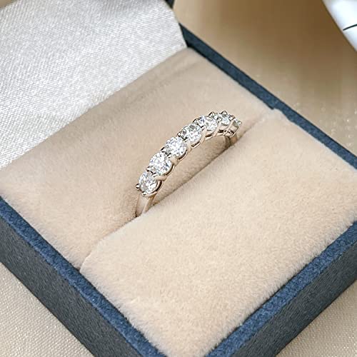 Moissanite Engagement Ring, 0.7Ct 18K Gold Plated Sterling Statement Silver Ring For Bridal, Promise, Eternity, Anniversary With Gra Certificate, D Sheborn Moissanite Diamond Wedding Band For Women,Stackable Weding Rings For Her 925 Sterling Silver,Half Eternity Engagement Rings Size 4-11 #TOP5