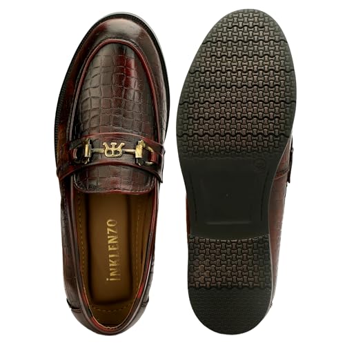 Image of Inklenzo Men's Premium Leather Loafers Soft Cushioned Slip-On Formal Shoes Loafers for Men