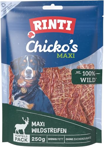 RINTI - Chicko Maxi Wild | Kalorienarme Hundesnacks aus 100% frischem Wildfleisch für ausgewachsene Hunde. Zuckerfreie Hundeleckerlies ohne künstliche Zusätze im Frischebeutel | 9x250g
