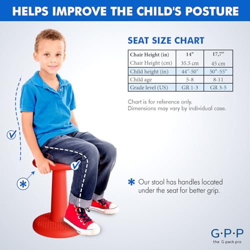 Image of Gpack-pro Kids Wobble Stool - Improves Focus Attention - Non-Slip Base - Wiggle Chair Active Flexible Seating for Preschool Kindergarten Elementary School 17.7-Inch High (Black)