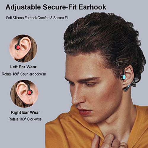 Open Ear Headphones Bluetooth Single Bone Conduction Wireless Earbuds With Earhooks Microphone Earphones Waterproof Long Battery Life Earpiece For Workout Sports Running Android Ios Non Ear Plug #TOP1