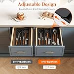 Lifewit Utensil Organizer for Kitchen Drawer, Expandable Cooking Silverware Tray, Adjustable Cutlery Flatware Holder, Plastic Spatula Tools Storage Divider, 14.4 x 15.8", Black - Image 4