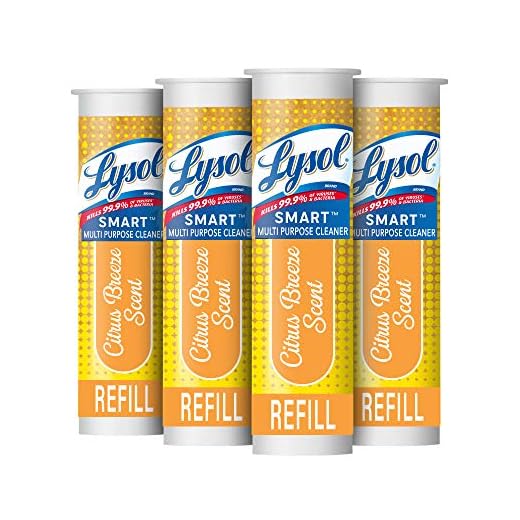 Lysol Smart Refill Cartridges Multipurpose Cleaner, Citrus Breeze, For Disinfecting & Cleaning, 4ct.​, Packaging May Vary
