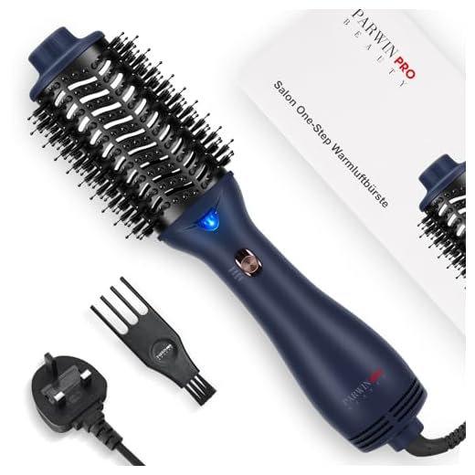 فرشاة تجفيف الشعر 4 في 1 بقدرة 1000 واط من باروين برو بيوتي لتصفيف وتجفيفه وتكثيفه وتنعيمه بخطوة واحدة ومصممة بتقنية العناية بالأيونات السالبة بلون بروسيان بلو أزرق