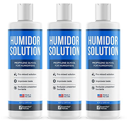 Humidor Solution (3 Pack) 16oz Propylene Glycol Solution (PG Solution) For Humidifiers By Essential Values. Humidor Accessories and Supplies