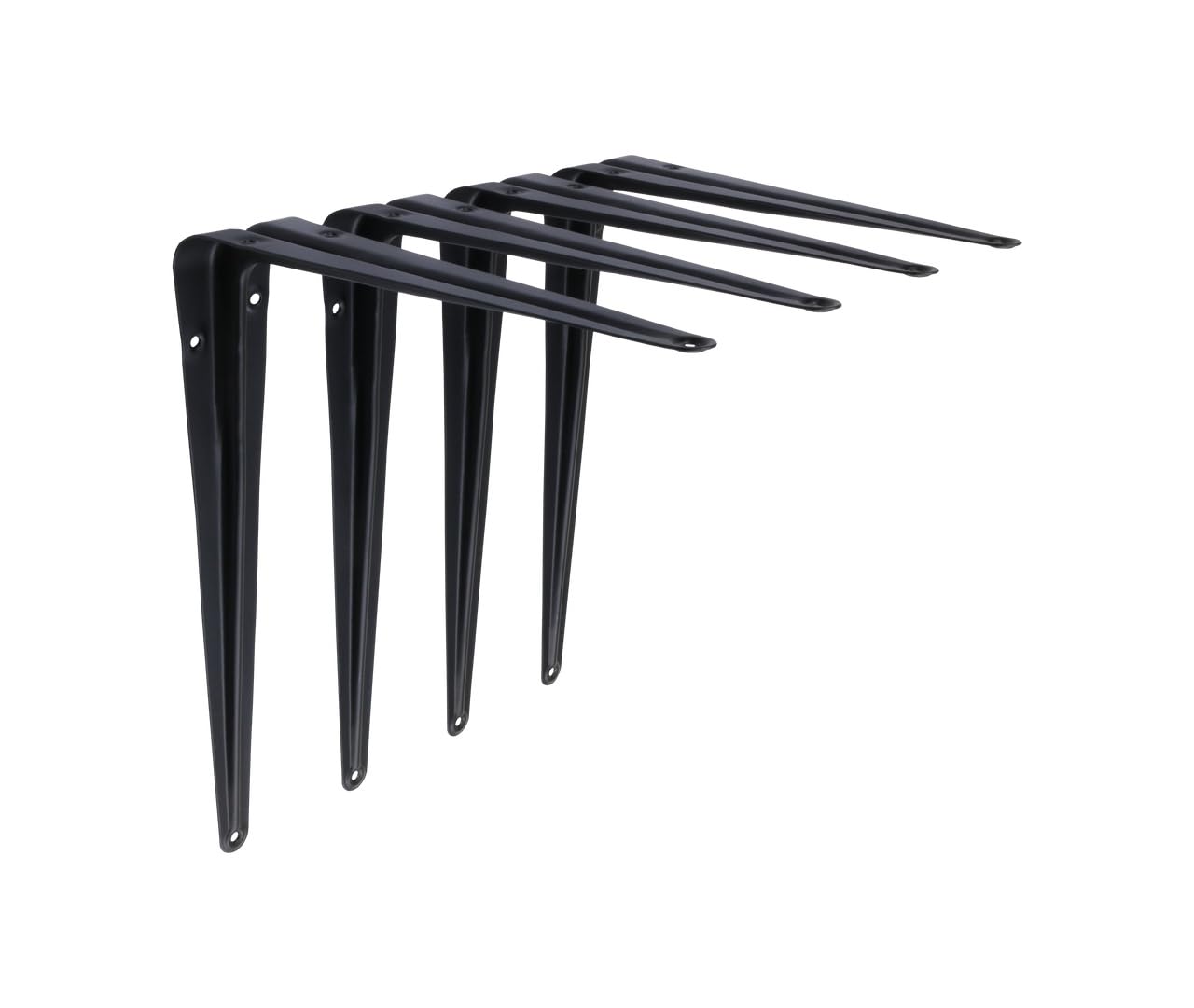 Stiley Living Matt Black London Shelf Brackets - Heavy Duty Slim Metal Wall Shelf Supports, Tapered Decorative Brackets For Shelving, Industrial Style - 4 Pack (, 200Mm X 250Mm)