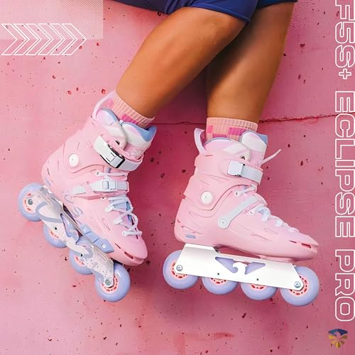 Image of FlyingEagle F5S+ Eclipse Pro Unisex Inline Roller Skates, 11 Size Options | Rockerable Axles, CNC Aluminum Frame, Hard Shell Boot, 80mm 85A Wheels, ABEC-7 Bearings, Neoprene Comfort Liner
