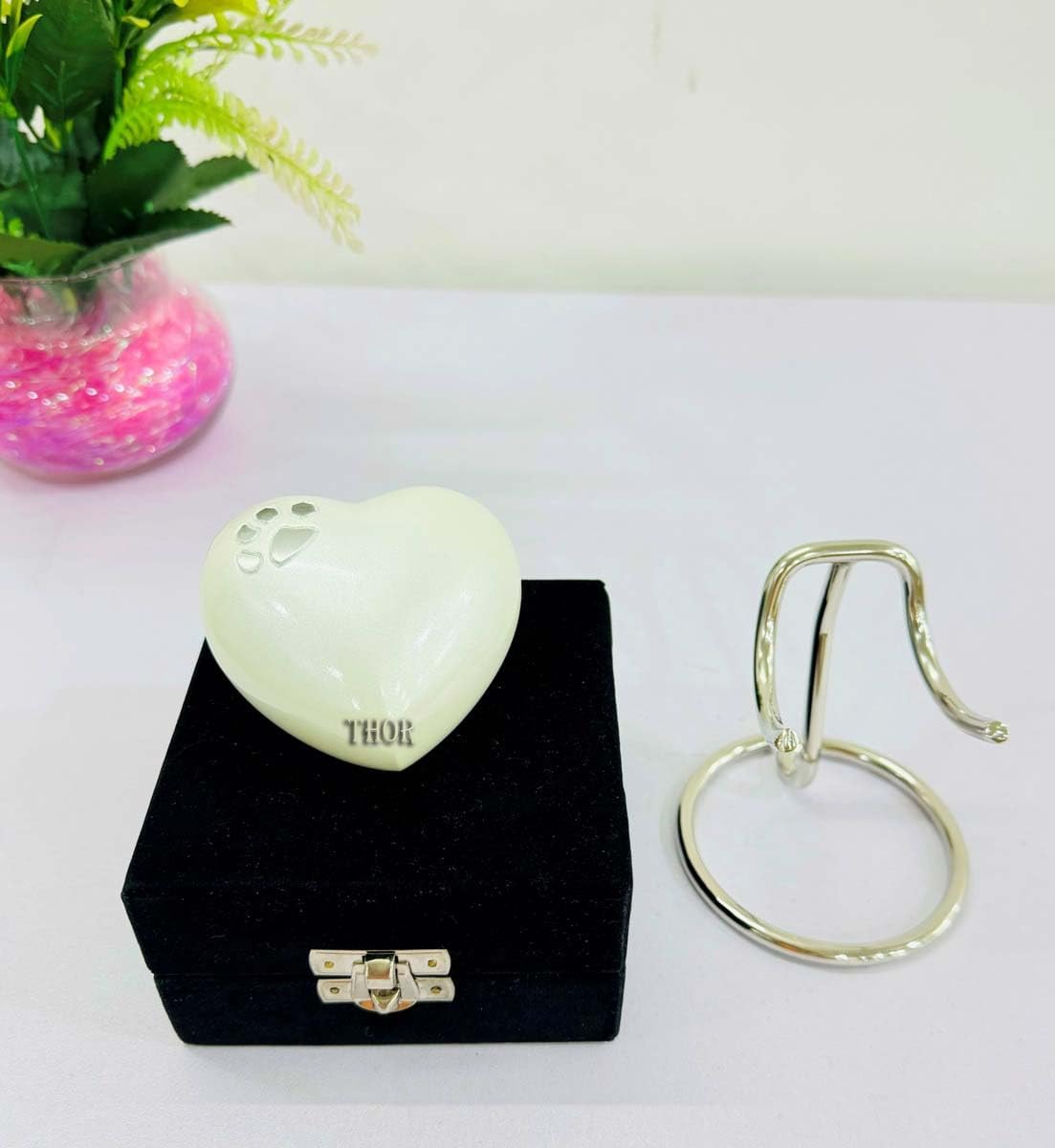 White Heart Urn with Foot Print for Human Ashes Keepsake - Small Heart Shaped with Stand White for Ashes Small Urn Keepsake Honor Your Loved One with a Mini Cremation - Image 4