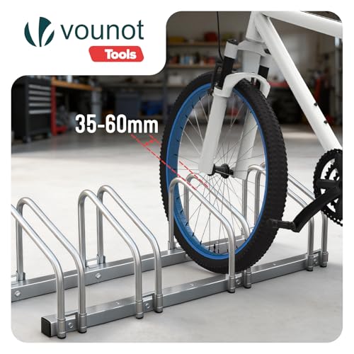 Image of VOUNOT Bike Stand Floor 4 Rack Bike Garage Bicycle Storage Parking Rack Cycle Organizer Locking Stand for Indoor Outdoor