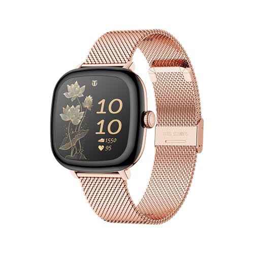 Image of Titan AiRA 1.70 inch AMOLED Metal Case Square Display Smart Watch with Silicone Strap Stress Monitoring, 1000 Nits, Functional Crown, AI Enabled, IP68 Water Resistant Upto 7 Days Battery Life - Rose Gold
