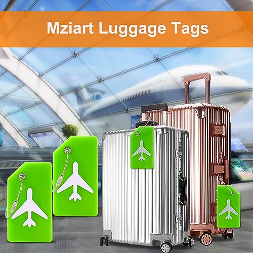 Mziart 4 Pack Silicone Luggage Tags for Suitcases Travel Bag Tags, Suitcase Tags with Privacy Name ID Card Quickly to Spot Baggage (Green)3