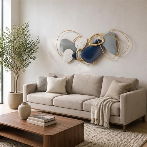 Axioglo 40" Large 3D Metal Wall Decor, Abstract Wall Art for Living Room - Image 3